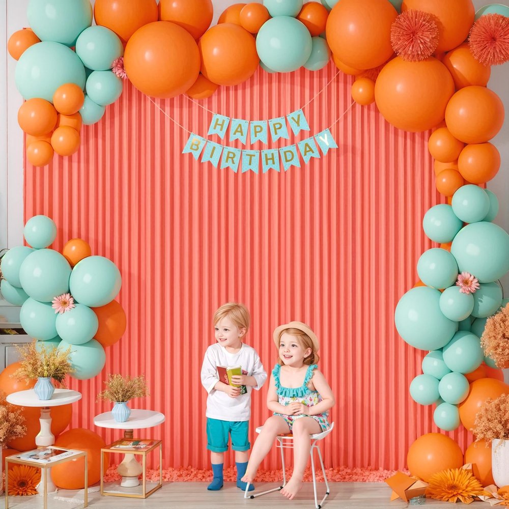 10x10 Orange Backdrop Curtain for Parties Wrinkle Free Orange Photo Curtains Backdrop Drapes Fabric Decoration for Wedding Birthday Party Baby Shower 5ft x 10ft,2 Panels