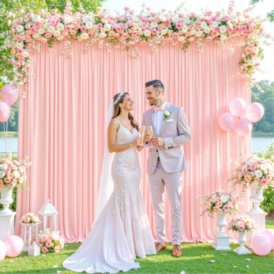 10x10 Blush Pink Backdrop Curtain for Parties Baby Shower Wrinkle Free Pink Photo Curtains Backdrop Drapes Fabric Decoration for Wedding Birthday Party 5ft x 10ft,2 Panels