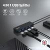 4 in 1 USB 3.0 Hub, USB 3.0 Hub 5Gbps with USB C Adapter, Portable Ultra-Slim USB Splitter USB Adapter for MacBook, iMac Pro, Mac Mini/Pro, Surface Pro, Dell, HP view 3
