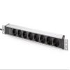 DIGITUS Power Strip with Aluminium Profile, 8-Way Protective Contact Socket, 2 m Cable, IEC C20 Plug, 482.6 mm (19 Inches) x 45 (1U) x 45 mm view 1