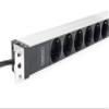 DIGITUS Power Strip with Aluminium Profile, 8-Way Protective Contact Socket, 2 m Cable, IEC C20 Plug, 482.6 mm (19 Inches) x 45 (1U) x 45 mm view 4