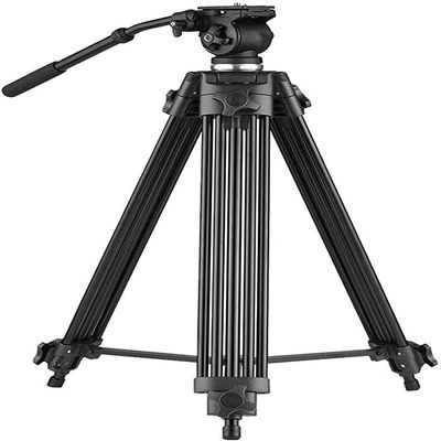 ELORES Mobile Phone Tripod Travel Tripod Stand, Aluminum Alloy Camera Video Tripod with Fluid Hydraulic Head & Plum Blossom Type Foot Tube Lock, Ideal for Most DSLR Camera