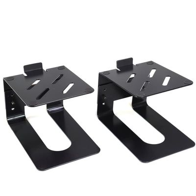 AEONS Professional Metal Desktop Speaker Stands Pair | Inclined Height Adjustable Vibration Absorption | Better Audio for Medium Small Bookshelf Computer Gaming Speakers, Studio Monitor Stand, Black
