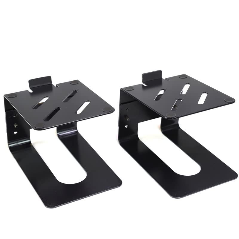 AEONS Professional Metal Desktop Speaker Stands Pair | Inclined Height Adjustable Vibration Absorption | Better Audio for Medium Small Bookshelf Computer Gaming Speakers, Studio Monitor Stand, Black
