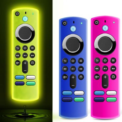(3 Pack) Wevove Fire Stick Remote Cover for Alexa Voice Remote 3rd Gen, Replacement Case for TVStick 4K/Max Streaming Device (Glow Yellow&Rose red&Blue)
