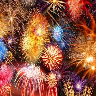 BELECO 5x3FT Fabric Colorful Fireworks Backdrop Happy New Year Sparkling Firework Photography Background Holiday Festival Christmas New Year Eve Party Decorations Banner Photo Shoot Studio Props