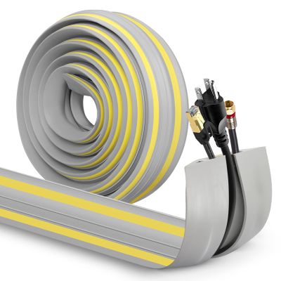 Eapele Floor Cable Cover Protector,Heavy Duty PVC Duct Easy to Unroll,Prevent Cable Trips and Protect Wires,Perfect for Home Office or Outdoor (Gray - 10ft)