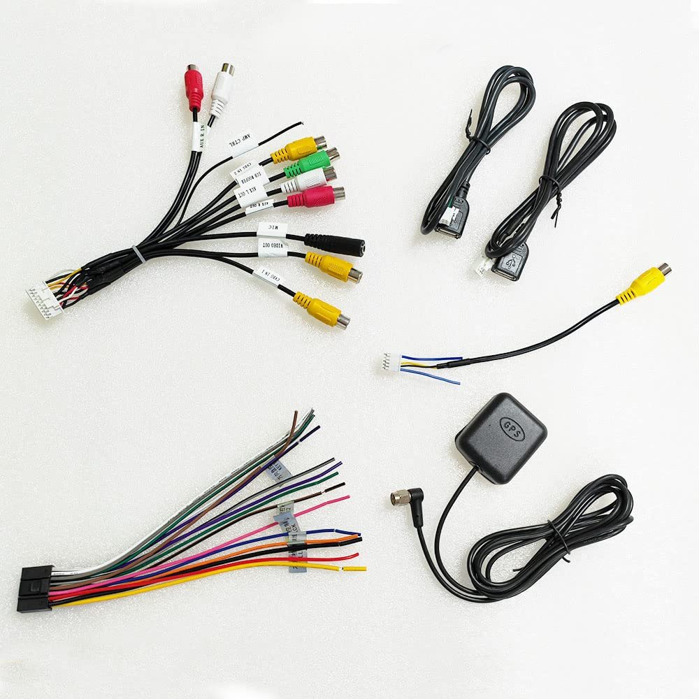 Bestycar Car Stereo Radio RCA USB CAM in Cable GPS Antenna Power Speaker Wire Harness Kit for 9'' or 10'' Aftermarket Android Headunit with 16pin Power Socket 20pin RCA Port