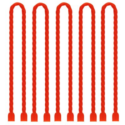 Gesipor 5 PCS 24-Inch Silicone Cable Ties Dia 6.5mm, Reusable Steel-Core Rubber Twist Ties Bendable Cable Ties for Bundling and Holding, All Purpose Cord Tie for Indoor and Outdoor (Red)