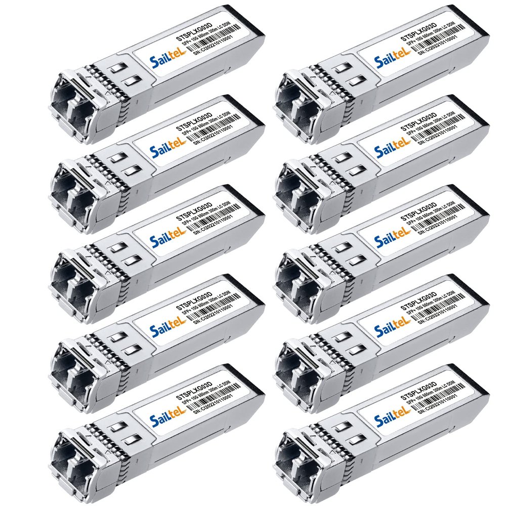 10GBase-SR SFP+ Transceiver, Gigabit Multimode SFP LC Duplex Transceiver,10G 850nm MMF, up to 300 Meters,Compatible with Cisco, Ubiquiti , Mikrotik,Netgear, Fortinet,D-Link,Linksys and More(10 Pack)
