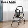 BONTEC 3-Step Ladder, Folding Step Stool, 600lbs Max Load Capacity, Sturdy Steel, Non-Slip Pedals, Lightweight, Portable Steel Ladder with Convenient Handrail, Safety Design for Home & Work, Black view 3