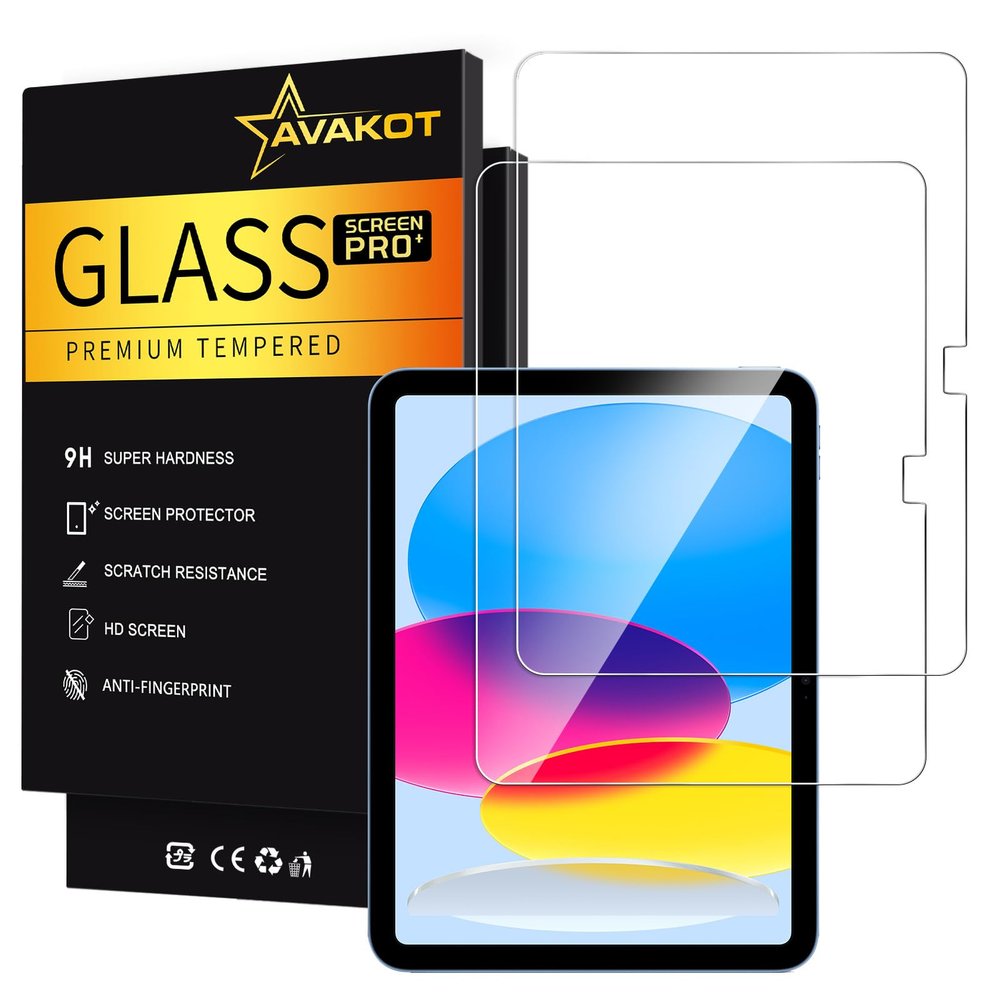 avakot 2 Pack Screen Protector for iPad 11th A16 2025(11 Inch) / 10th Generation 2022 (10.9 Inch), Tempered Glass Film Guard -Clear Ultra Touch Sensitive Case Friendly