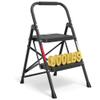 BONTEC 2-Step Ladder, Folding Step Stool, 600lbs Max Load Capacity, Sturdy Steel, Non-Slip Pedals, Lightweight, Portable Steel Ladder with Convenient Handrail, Safety Design for Home & Work, Black view 1