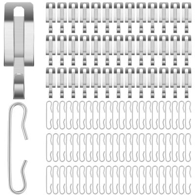 Moxweyeni 96 Pieces Heat Cable Roof Gutter Clips Christmas Light Clips 1.8" De Icing Cable Xmas Light Hooks and Spacers Set Outdoor Decor