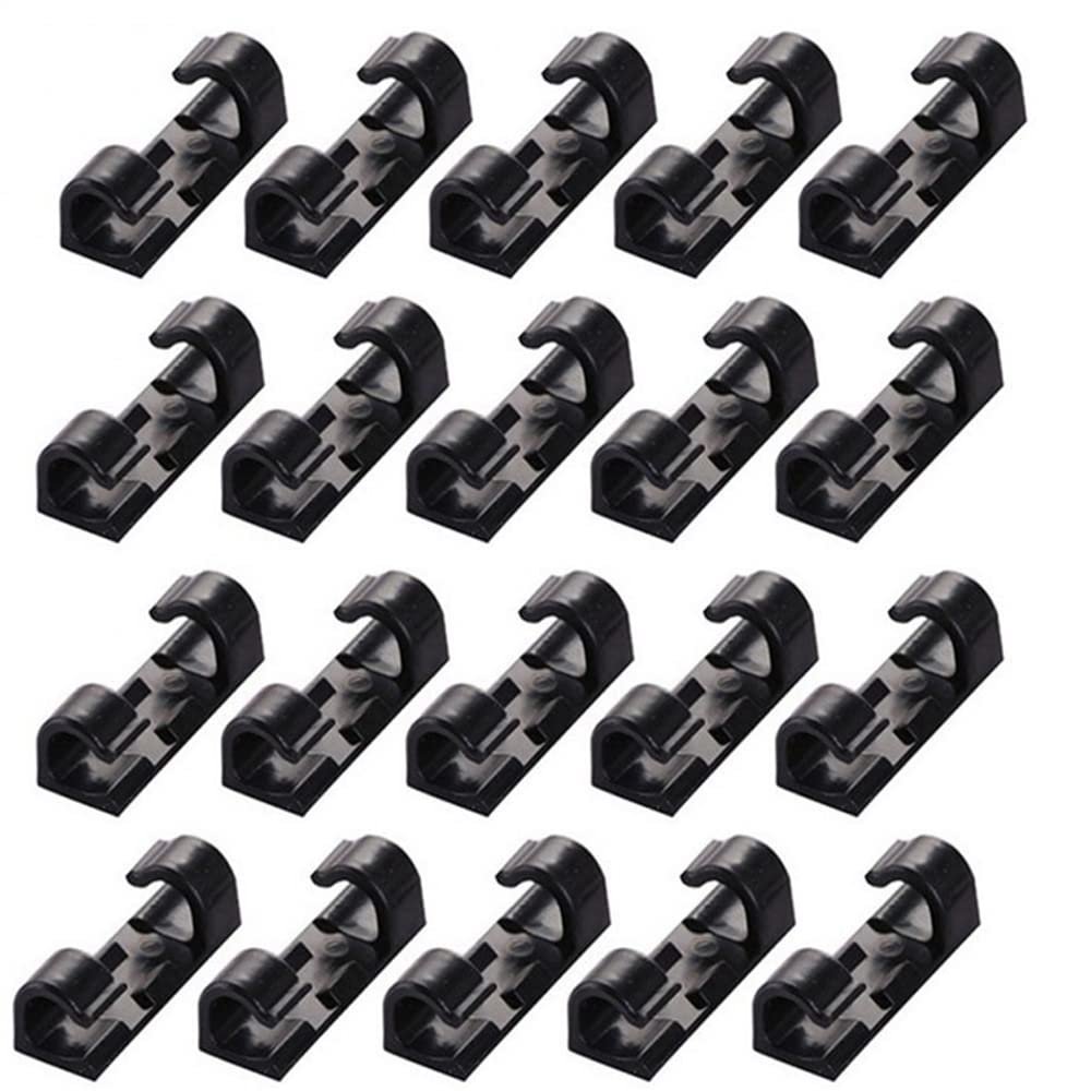 Cable Clips with Strong Self-Adhesive Cable Management Wire Holder Sticky Tidy and Organizer Cord and Wires for Home - 20 Pcs(Black)