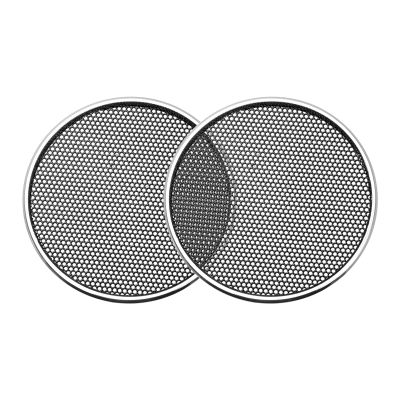 Rebower Speaker Grill Cover Mesh Black Subwoofer Grill Guard Protector, [for Home Audio DIY] - 3.5 Inch/Silver Tone Frame / 2 Pcs