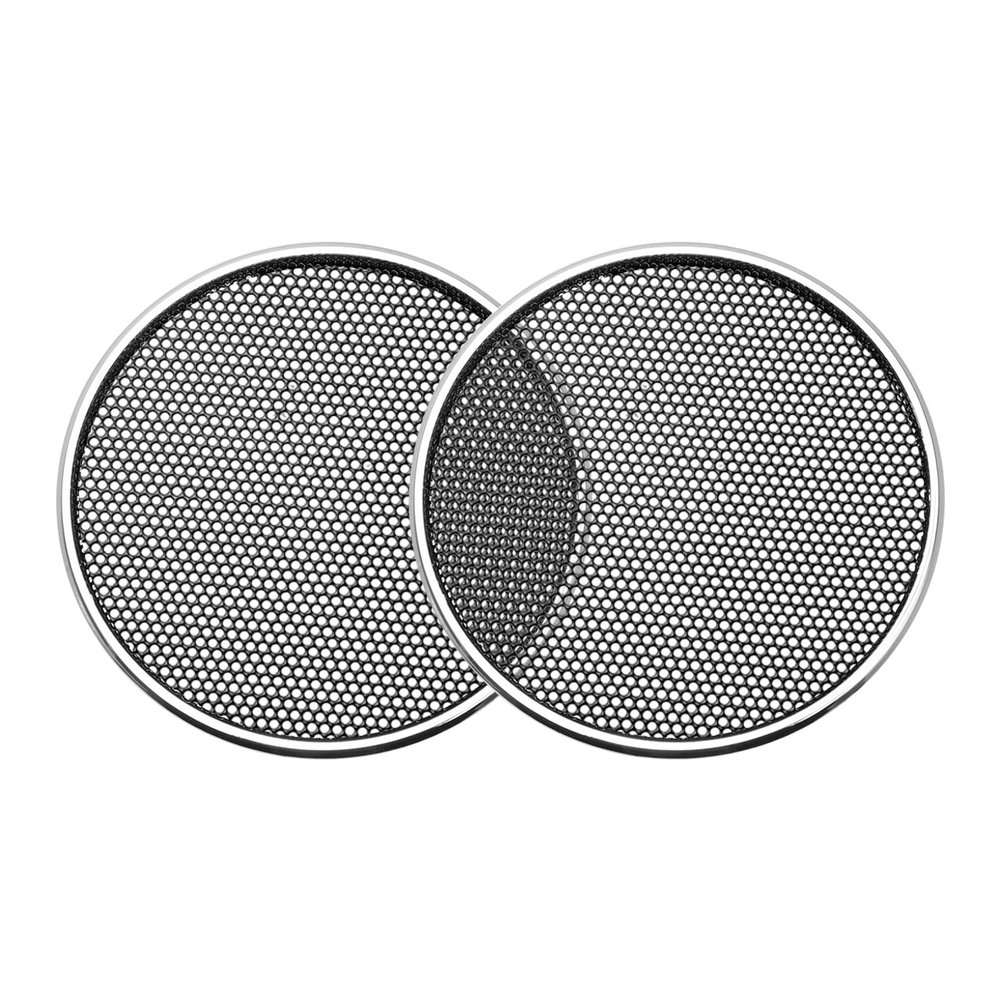 Rebower Speaker Grill Cover Mesh Black Subwoofer Grill Guard Protector, [for Home Audio DIY] - 3.5 Inch/Silver Tone Frame / 2 Pcs