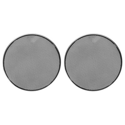 Rebower Speaker Grill Cover Mesh Black Subwoofer Grill Guard Protector, [for Home Audio DIY] - 8 Inch/Silver Tone Frame / 2 Pcs