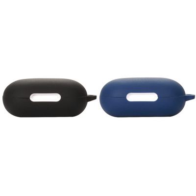 2 Pack DAYJOY Soft Silicone Protective Case Cover Compatible with Anker SoundCore Space A40 Earbuds, Protective Skin Sleeve with Carabiner (Black+Blue)