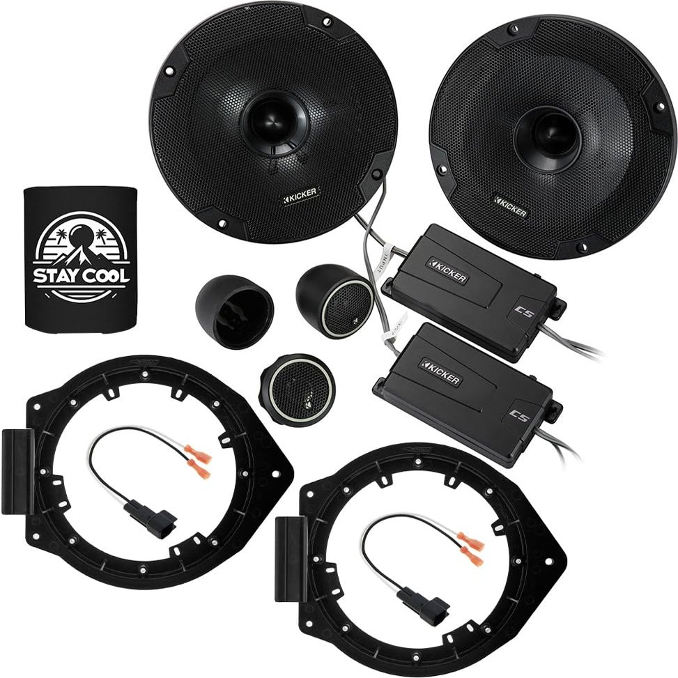 KICKER Speakers 6.5 inch for Chevrolet Silverado 1500 2015-2021 Upgrade Kit - Pair of CS Series with Adapters and Harness, Rear Door Speaker for Chevy 1500 LD/2500 HD/3500 HD (Crew Cab) 46CSS654