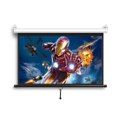 Pull Down Projector Screen 60 Inch HD Retractable Auto-Locking Projection Screen 16:9/4:3, Lightweight and Compact (Size : 4:3)