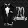 DORCEV 10x8ft Man Happy 70th Birthday Photography Backdrop Banner Luxury Black Silver Tuxedo Photo Background for Grandpa Birthday Party Decor Hello Seventy White Shirt Necktie Suit Decor Props view 4