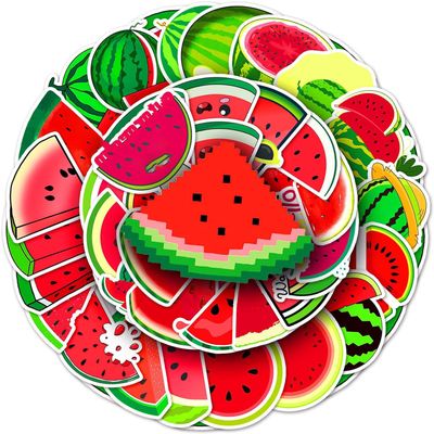 50 Packs Watermelon Stickers Water Bottles Laptop Phone Computer Guitar Skateboard Hydroflasks Cute Fruit Vinyl Sticker Waterproof Aesthetic Trendy Decals for Kids Teens Girls Adults