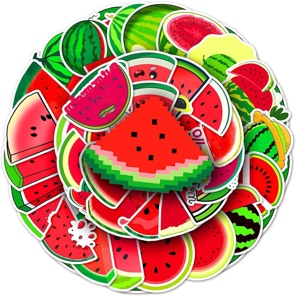 50 Packs Watermelon Stickers Water Bottles Laptop Phone Computer Guitar Skateboard Hydroflasks Cute Fruit Vinyl Sticker Waterproof Aesthetic Trendy Decals for Kids Teens Girls Adults