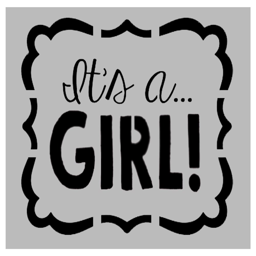 Baby Sign Announcement It's A Girl Reusable Stencil (8.5" x 11" Sheet) for Painting on Walls, Wood, Arts and Crafts (My Custom Stencils)
