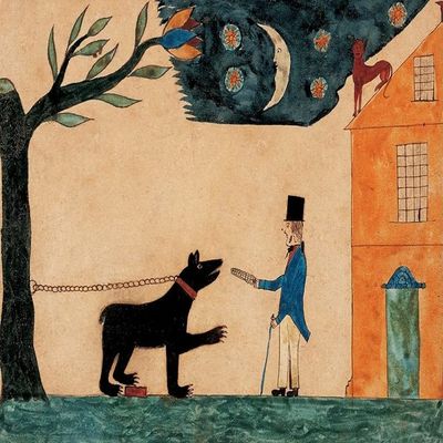 Bill Traylor : Man Feeding a Bear an Ear of Corn : Archival Quality Art Print