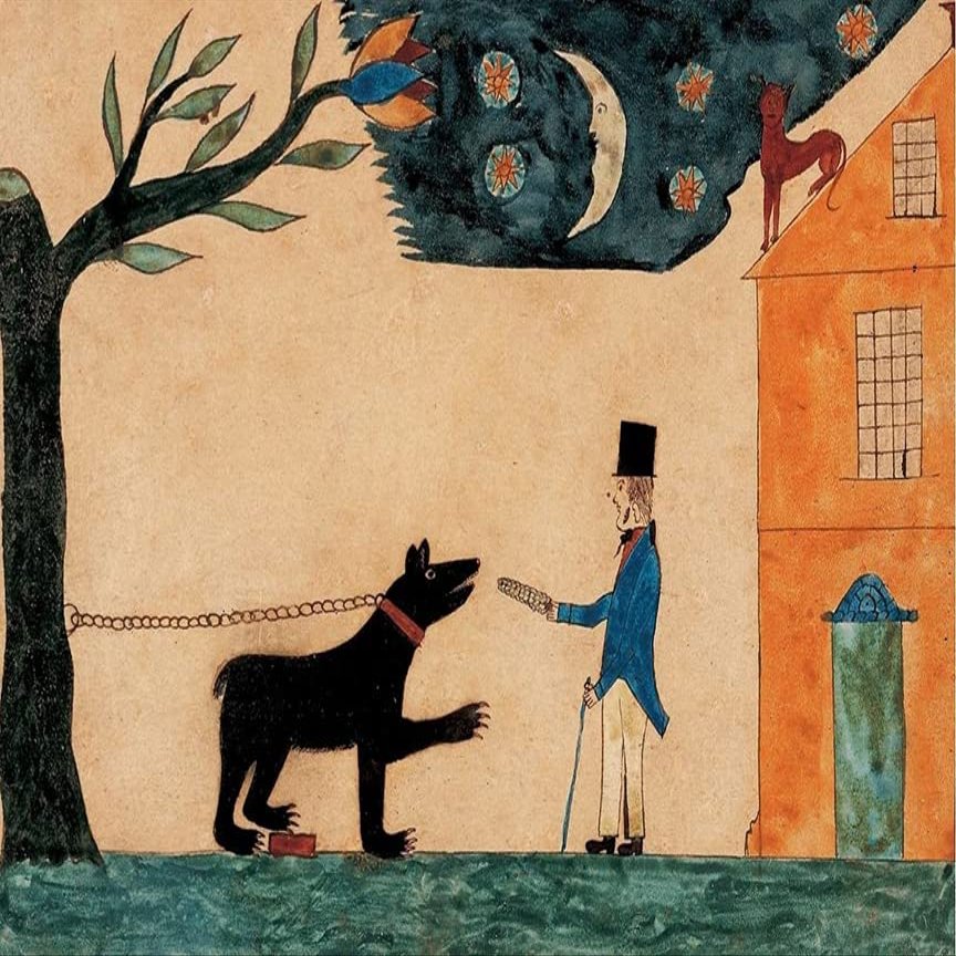 Bill Traylor : Man Feeding a Bear an Ear of Corn : Archival Quality Art Print