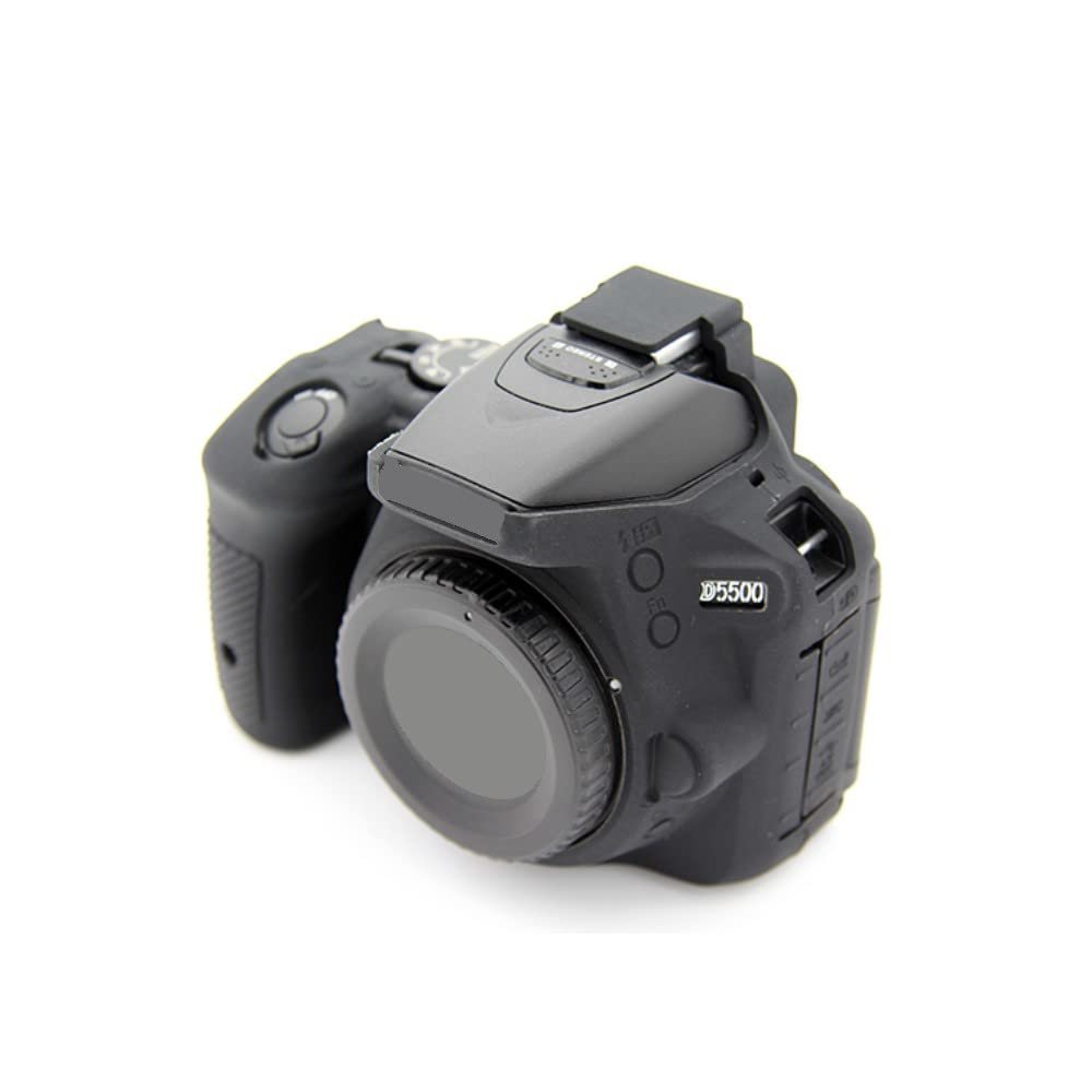 Camera Soft Silicone Case Bag Black Rubber Armor Skin Body Cover Protector for Nikon D5600 Camera, Black, Compact