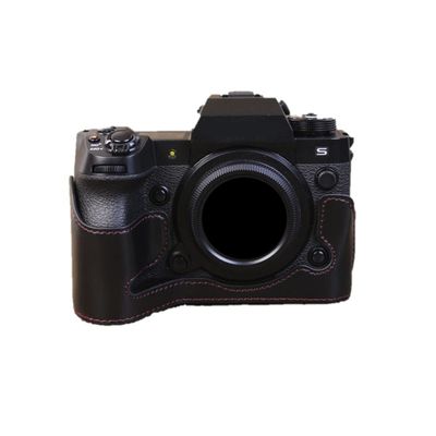 AFGRAPHIC Camera Case Black PU Leather Protective Half Body Cover Base Case with Bottom Opening Version for Fujifilm X-H2S Camera, Black, Compact