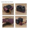 Camera Case Wine Red Genuine Leather Protective Half Body Cover Base Case with Bottom Opening Version for Fujifilm X-H2 Camera, Red, Half Body Base Case view 2