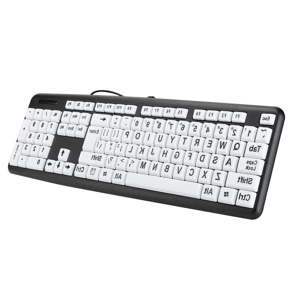 104 Keys Large Print Keyboard, Wired USB Computer Keyboard with Oversized Print Letters for Low Vision, Elderly, Seniors, Visually Impaired