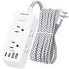 10 FT Extension Cord, Surge Protector Power Strip with 6 Widely AC Outlets 4 USB Ports(2 USB C),3-Side Outlet Extender, Flat Plug, Wall Mount for Home, Office,Travel and Dorm Essential view 1