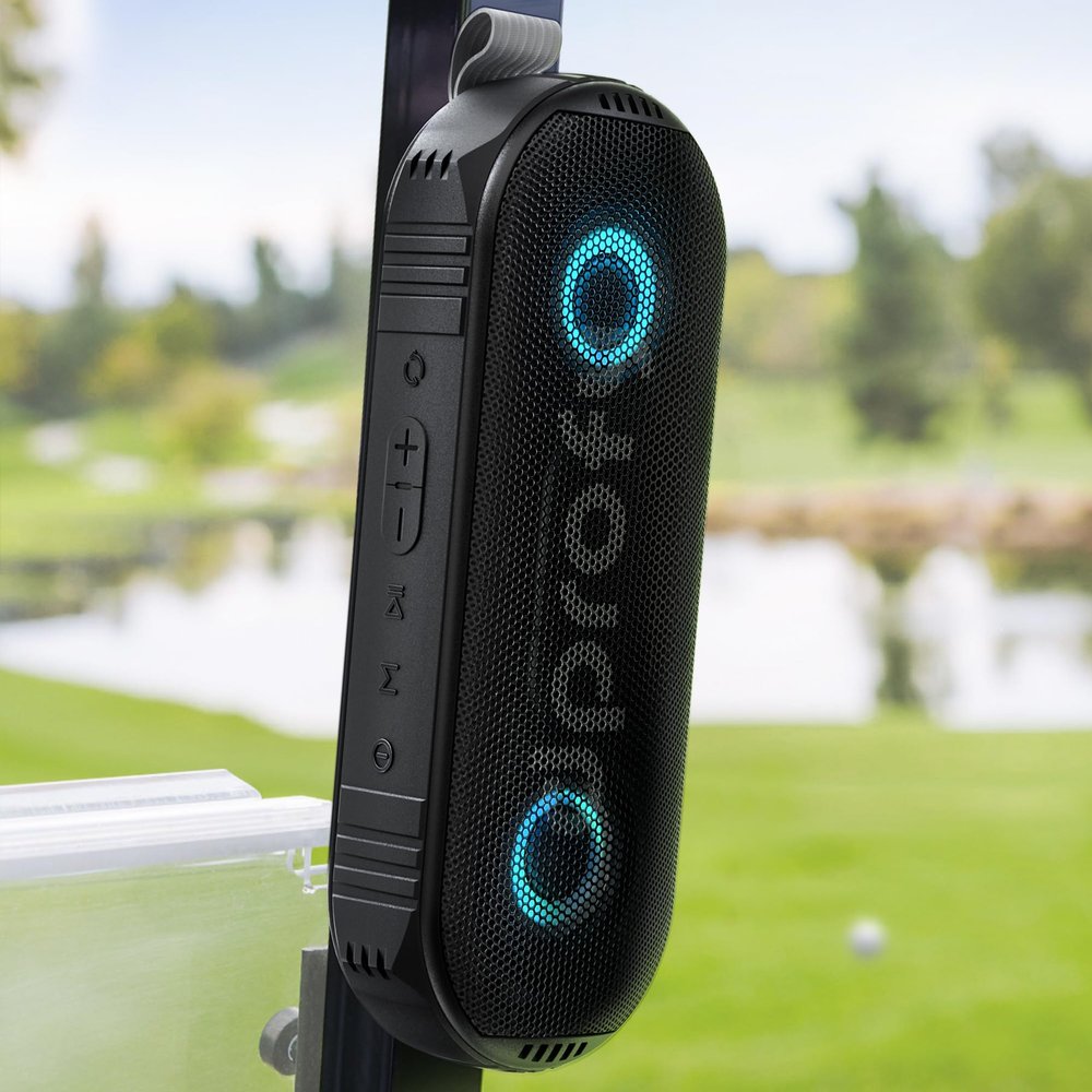 Dprofy New Play 2 Rounds, Magnetic Bluetooth Golf Speaker, Stereo Sound Portable Pro Wireless Waterproof Speaker with Rich Bass, Golf Accessories Golf Gifts (with Light)