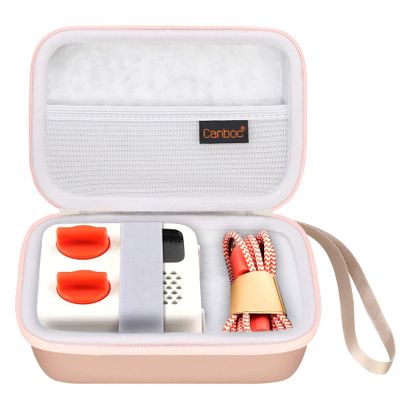 Canboc Hard Case for Yoto Mini Kids Audio & Music Player Childrens Speaker Plays Audiobook Cards Radio, Mesh Pocket fit Audiobook Cards, Mini Radio Carrying Storage Bag, Rose Gold (Case Only)