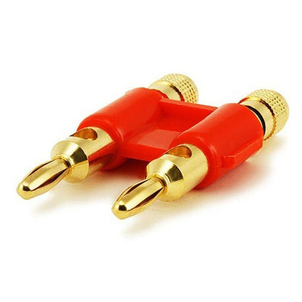 TUDIN 6X Dual Audio Speaker Wire Cable 3/4" Spaced Banana Plug Connector Gold Plated