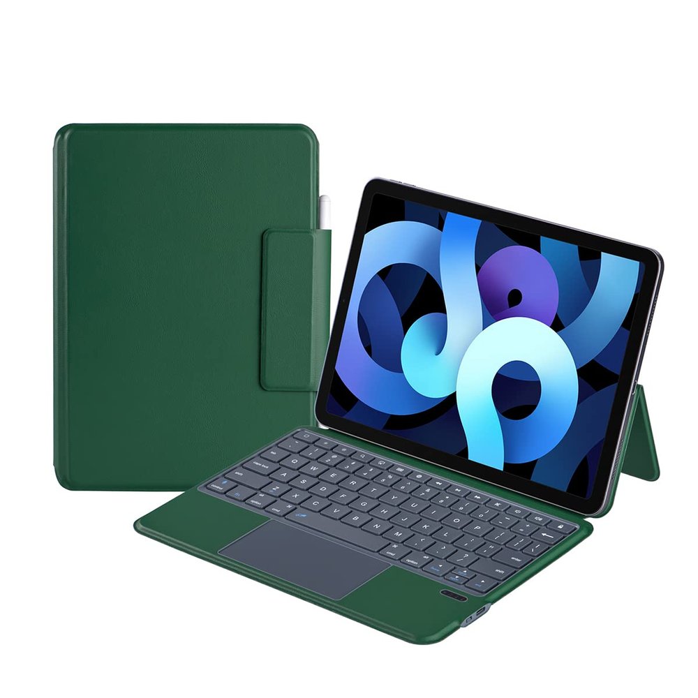 Eisuiyi Magnetic Attachable Keyboard Case for iPad Pro 11" 4th/3th/2nd/1st Gen, Compatible with iPad Air 11" M2 2024/ iPad Air4/Air5 10.9", Built-in Trackpad, Vertical Stand Support, Green