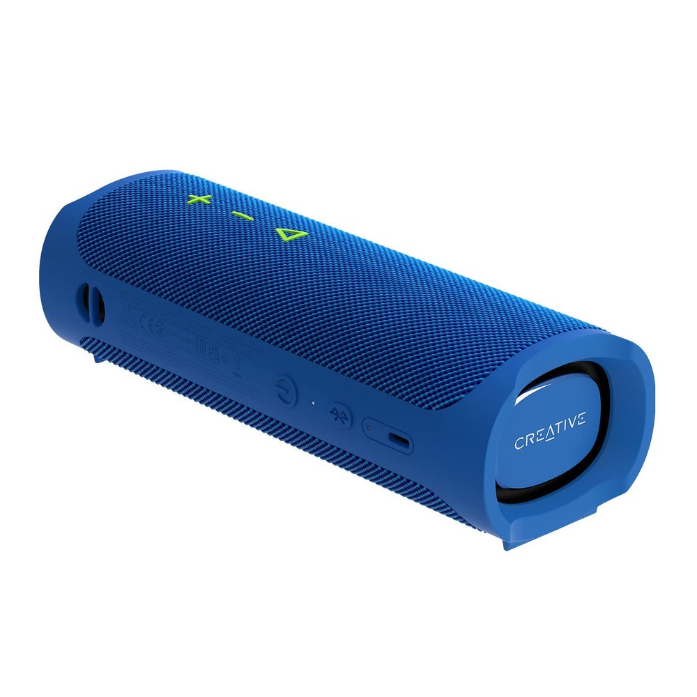 Creative MUVO Go Portable Waterproof Bluetooth 5.3 Speaker with Up to 18 Hours of Battery Life, IPX7 Waterproof, and Powerful Bass Performance, Wireless Stereo Link (Blue)