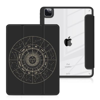 Batianda Hybrid Case for iPad Pro 11-inch 2022 2021 (3rd Generation) / iPad Pro 11" 2nd 2020 [Built-in Pencil Holder] Shockproof Cover with Clear Transparent Back Shell TPU Bumper,Moon Phases