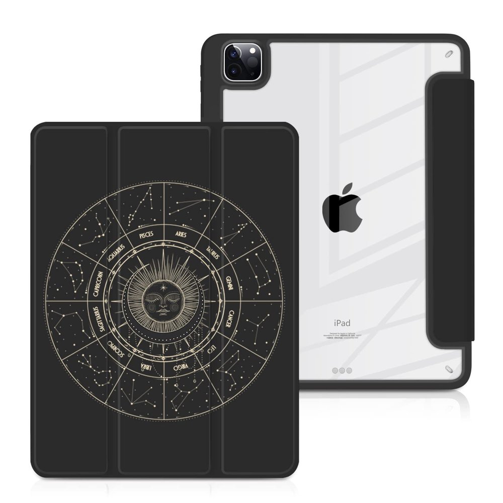 Batianda Hybrid Case for iPad Pro 11-inch 2022 2021 (3rd Generation) / iPad Pro 11" 2nd 2020 [Built-in Pencil Holder] Shockproof Cover with Clear Transparent Back Shell TPU Bumper,Moon Phases
