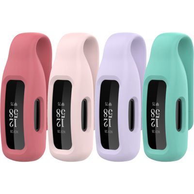 4-PACKS Clips Compatible with Fitbit Inspire 3 Fitness Tracker,Soft Comfortable Silicone Clip 360Protection Holder Accessory Relacement Case for Fitbit Inspire 3 (RoseRed&Pink&Purple&Teal)