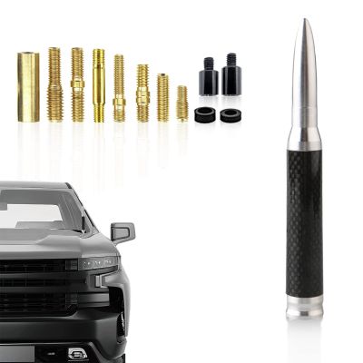 Yonput 1 Pack Car Bullet Antenna with 12 Screws, for Chevy Silverado 1500 2500 3500 HD Avalanche GMC Sierra 1500 2500 3500 Denali Toyota Tanto Toyota Tacoma Jeep Wrangler Heavy Duty Trucks (Silver)