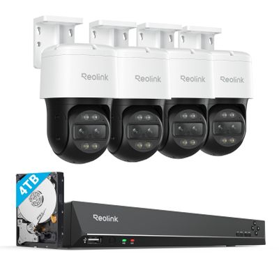 REOLINK 4K PTZ Security Cameras System, IP PoE Outdoor Cameras, 4X TrackMix PoE with 6X Hybrid Zoom, Auto Tracking, Bundle 8MP/4K 16CH NVR with 4TB HDD for 24-7 Recording