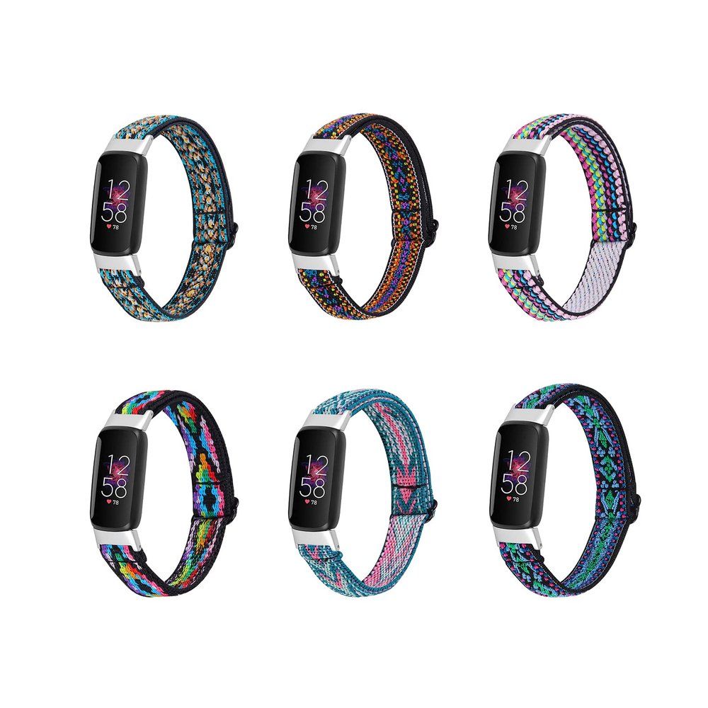 Compatible with Fitbit luxe watch bands, Soft Adjustable Camouflage Nylon woven stretch strap Sport Band Compatible with luxe Smart watch for women men (19#)
