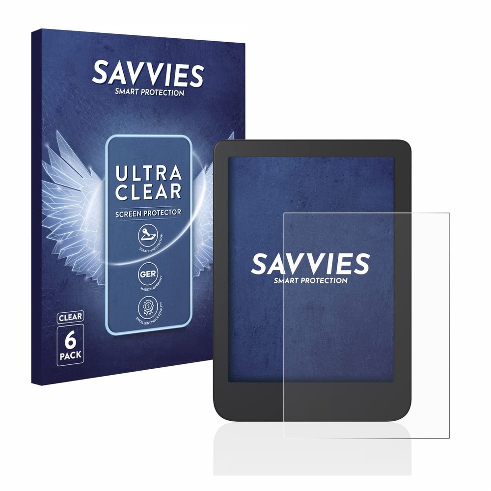 savvies Screen Protector Compatible with Tolino Shine 4 Protection Film Clear 6-Pack