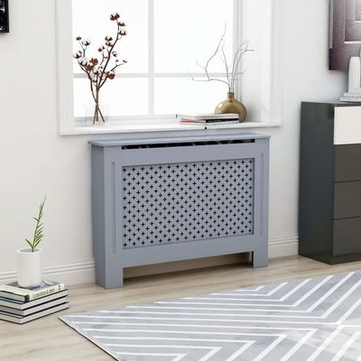 GOLINPEILO Anthracite Radiator Cover MDF Heater Cover Cabinet Shelf Household Appliance Heating Accessories, Living Room Furniture Decor, 44.1" x 7.5" x 32.1"/Cross Style