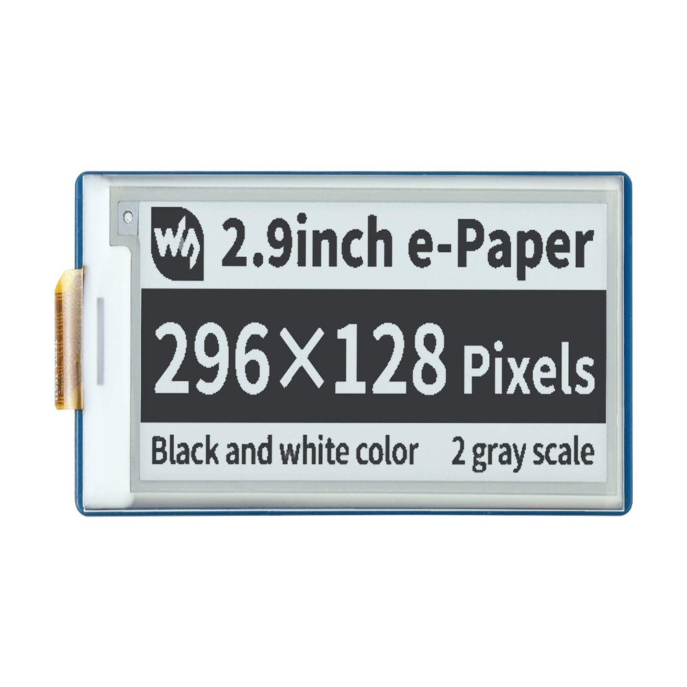 for Raspberry Pi Pico, 2.9" E-Paper Display Module 296128 Pixel Black/White Two-Color E-ink Screen, SPI Interface Paper-Like Effect, Support Partial Refresh